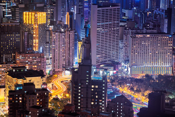 night light cityscape in hong kong metropolis