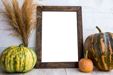Frame mock up A4 with pumpkins