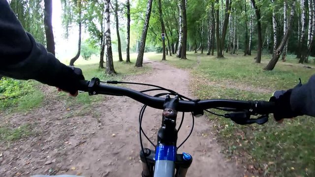 MTB bicycle riding on the trail in the summer season.