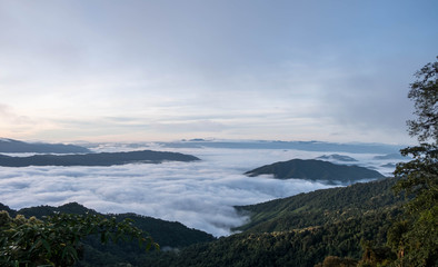View of the sea of mist from the viewpoint 1715 Nan, Thailand.