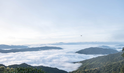 View of the sea of mist from the viewpoint 1715 Nan Province, Thailand.