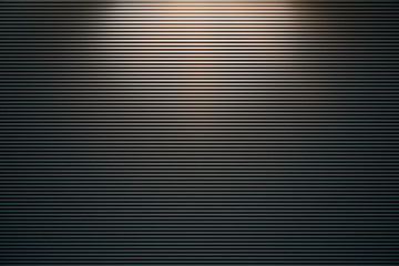 Abstract background with black polished metal horizontal lines with light from above.