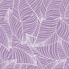 Square seamless poster with abstract leaves pattern at light lilac background.