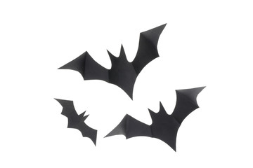 Decorative black bats isolated on white background