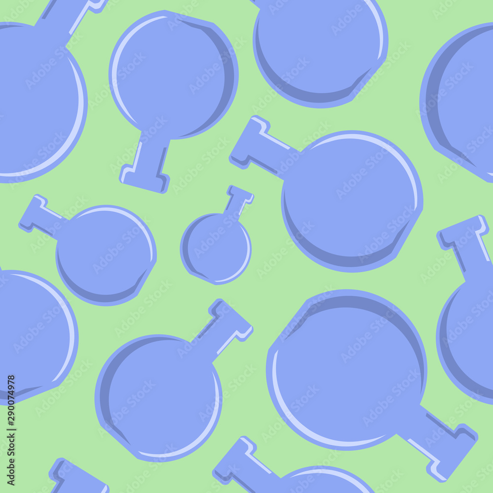 Poster Modern concept seamless poster with randomly located lilac bottles pattern at light background.