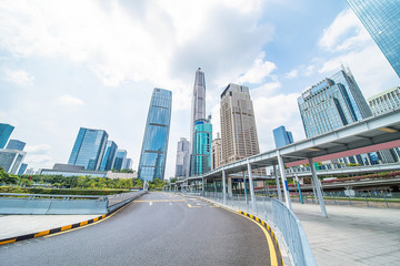 Fototapeta na wymiar Shenzhen City, Guangdong Province, China, CBD building and empty pavement