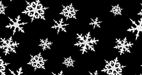 White snowflakes on black background. New year wallpaper. 3d render