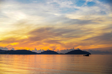 Sea sunset or sunrise with colorful of sky and cloud in twilight