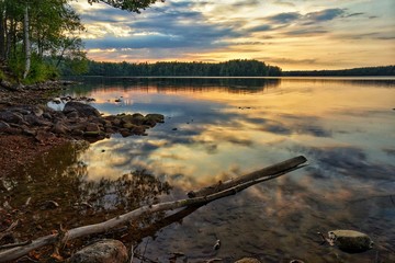 Beautiful sunset and lakeview