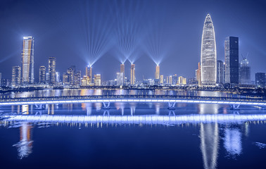 China Shenzhen Bay Houhai CBD Building Skyline Night Scene