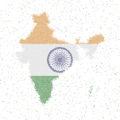 Map of India. Mosaic style map with flag of India. Vector illustration.