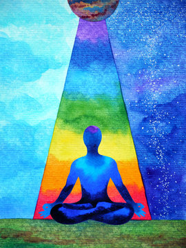 human spiritual mind power chakra abstract watercolor painting art illustration design hand drawing