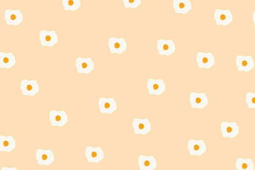 Fried eggs illustration hand drawn pattern background.