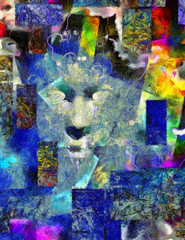 Fototapeta premium Human Face. Abstract Dimensional Painting