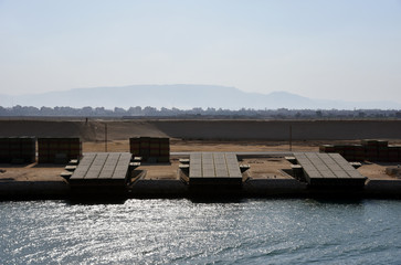 Landscape of the Suez Canal, Egypt. 