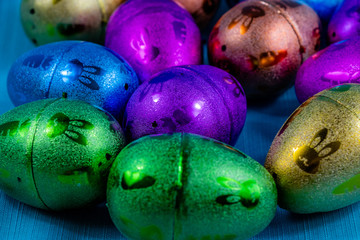 Colourful easter eggs, candies and baskets on display. Calgary, Alberta, Canada
