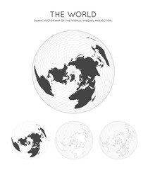 Map of The World. Wiechel projection. Globe with latitude and longitude lines. World map on meridians and parallels background. Vector illustration.
