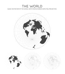 Obraz premium Map of The World. Airy's minimum-error azimuthal projection. Globe with latitude and longitude lines. World map on meridians and parallels background. Vector illustration.