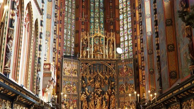 Basilica of Saint Mary, interior, Cracow, Lesser Poland Voivodeship, Poland