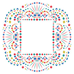 Obraz premium Mexican ethnic embroidery motif for border. Card or invitation for fiesta party template with bright folk art pattern.