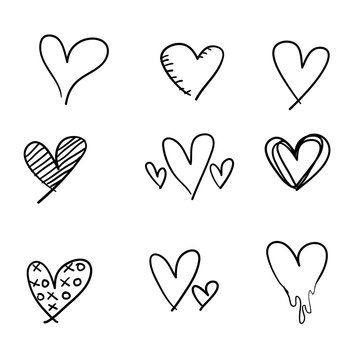 doodle heart love collection vector illustration