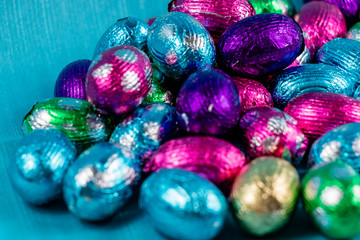 Colourful easter eggs, candies and baskets on display. Calgary, Alberta, Canada
