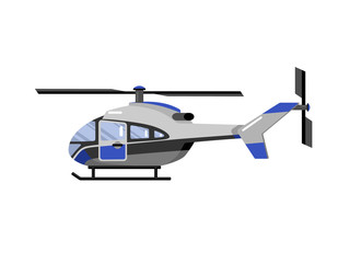 isolated vector illustration of helicopter. colored drawing, white background
