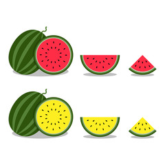 Fresh Watermelon Vector Isolated on White Background
