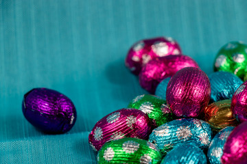 Colourful easter eggs, candies and baskets on display. Calgary, Alberta, Canada