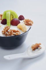 Yogurt and fruits