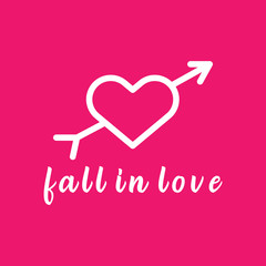 Fall In Love Logo design with Heart Emblem vector concept and Modern icon. Valentine   Symbol. Logo for Company and Business.