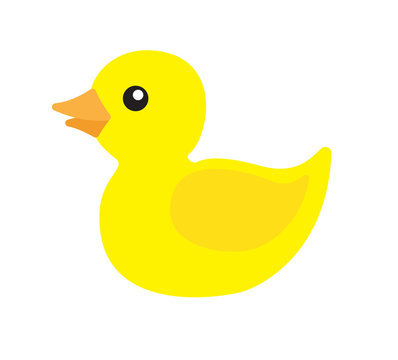 Vector flat cartoon yellow bath duck isolated on white background