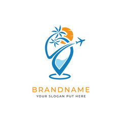 Beach traveling logo/identity design template for use transport business