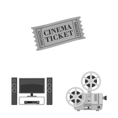 Vector design of cinematography and studio sign. Set of cinematography and filming stock symbol for web.