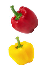 red and yellow pepper isolated on white background