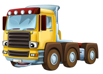 cartoon scene with truck car on white background - illustration for children