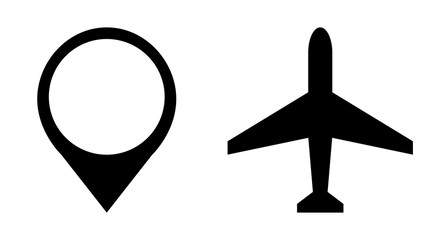 Pointer icon, plane icon vector design. Couple of icons united by one topic