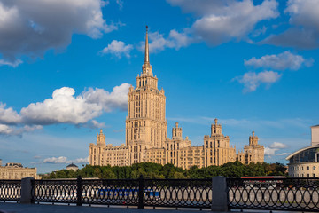 Russia. Moscow.High-rise buildings in Moscow. Panorama of Moscow.Park in the center of the capital. Russian architecture.Bus tours of the capital.Embankment Traveling in Russia. Russian Federation