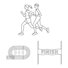 Vector design of exercise and sprinter sign. Set of exercise and marathon vector icon for stock.