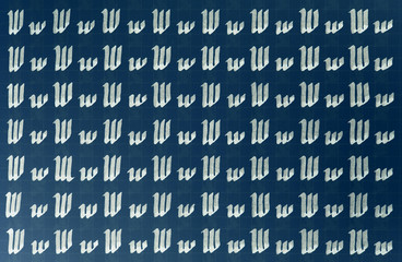 Lettering white on dark blue practice writing worksheet. Handwriting symbol filling pattern....