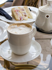 Cappuccino in a white cup