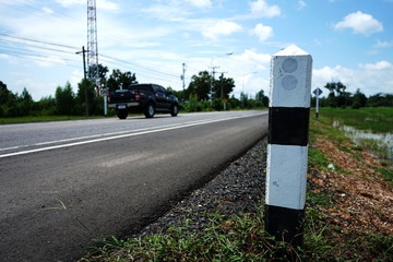 White-black concrete guide Street side To remind the guidelines