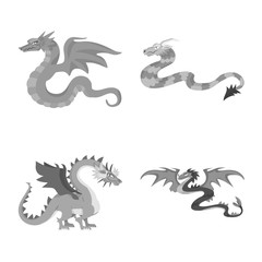Isolated object of wild and mythical sign. Set of wild and halloween vector icon for stock.