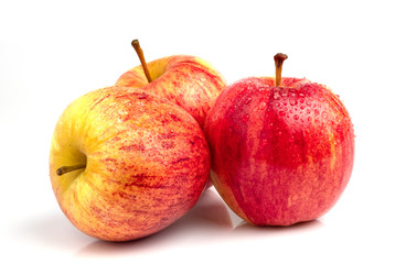 Red apple with water drop isolated on white background