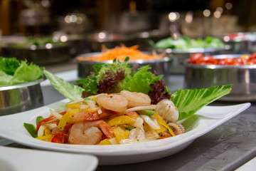  delicious mixed salad on white plate