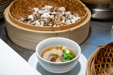  shark fin soup in white cup