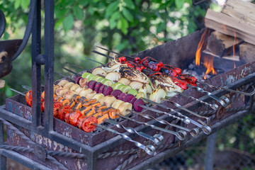 Background of grilled vegetables , close up. The concept of a healthy lifestyle.