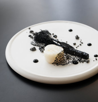 Cod with octopus ink