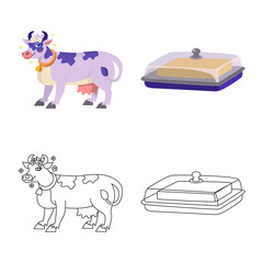 Isolated object of creamy and product symbol. Collection of creamy and farm stock vector illustration.