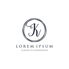 Obraz premium Letter K Logo, handwriting template , circle concept - Vector